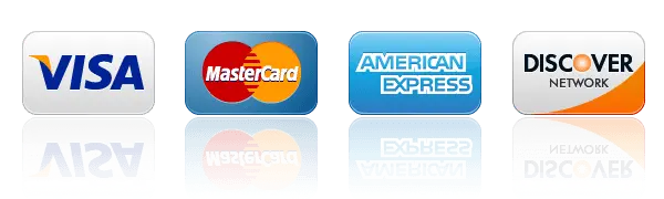 We accept Visa, MasterCard, American Express, and Discover